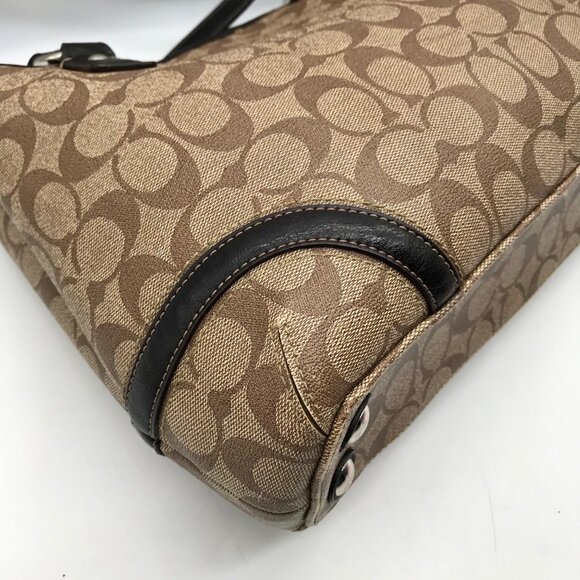 Coach Brown Coated Canvas Heritage Shopper Tote Bag F18923 - Picture 9 of 11